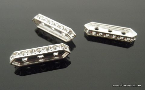 Swarovski Bardelle 3Hole Silver/Crystal 18mm