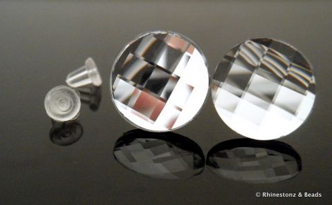 Chessboard Cut Earrings with Swarovski - Crystal 14mm